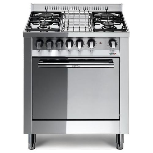 Cucina 70cm 4 fuochi forno elettrico 9 funzioni 57lt Maxima inox