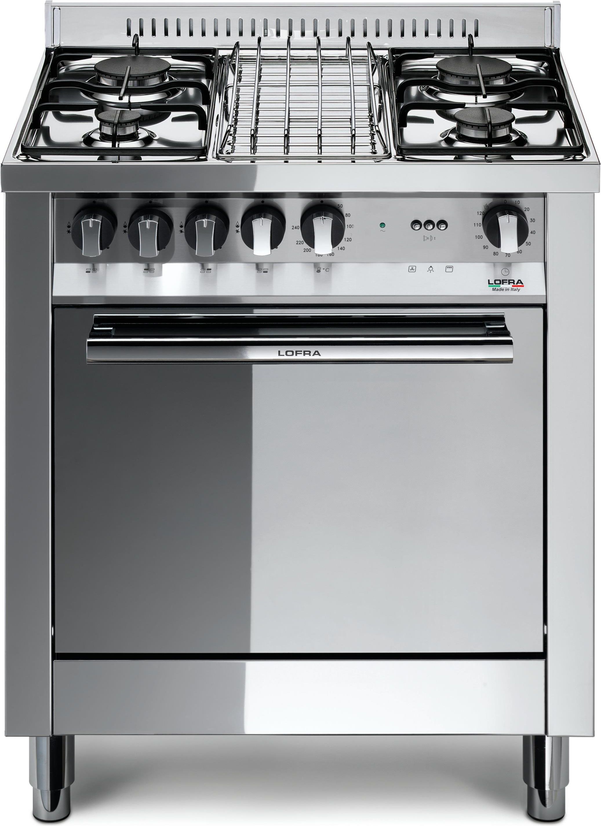 Lofra M75GV Cucina a Gas Libera installazione 4 fuochi Acciaio inossidabile Forno a gas e ventilato capacitÃ  57 lt