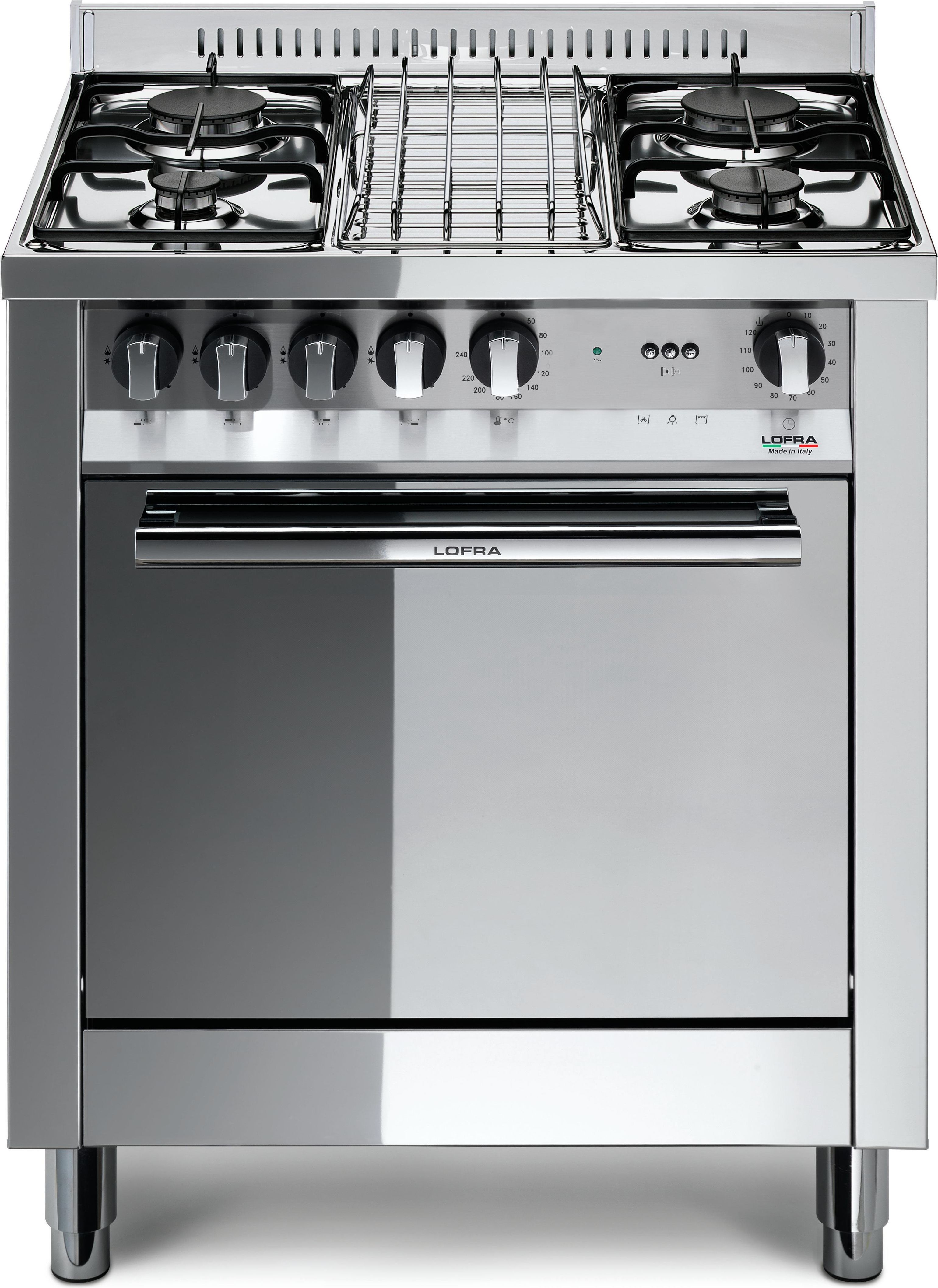 Lofra M75GV Cucina a Gas Libera installazione 4 fuochi Acciaio inossidabile Forno a gas e ventilato capacit╟  57 lt