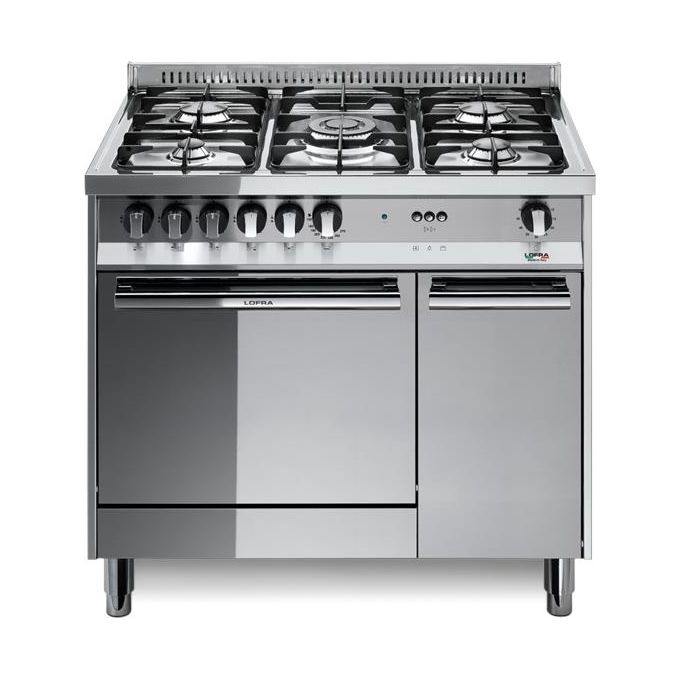 Image of Lofra MR96GV-C Cucina 5 Fuochi con Forno a Gas Ventilato con Grill Elettrico 66Lt Inox Lucidato