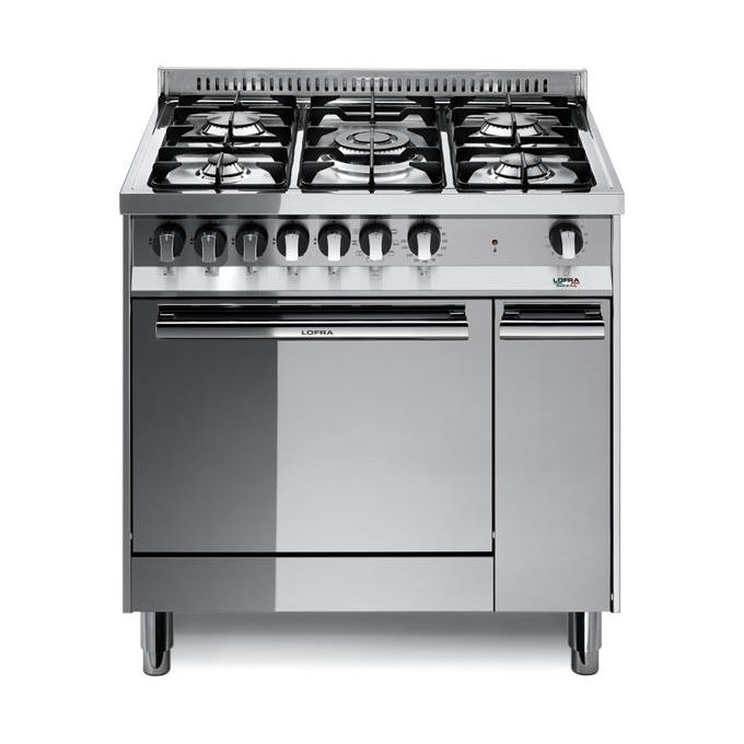 Image of Lofra MT86MF-C Cucina a Gas 80x60cm 5 Fuochi Forno Multifunzione Elettrico a 9 Programmi 66Lt Inox Lucidato