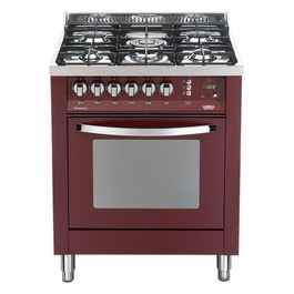 Lofra PR76GVT/C Cucina Rainbow 70x60cm GV 4 Fuochi  1 Tripla Corona Rosso Burgundy Gas Ventilato