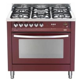 Lofra PRG96MFT / C Rosso Burgundy Cucina a Libero Posizionamento 5 Fuochi Gas Forno Elettrico Multifunzione A