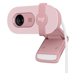 Logitech Brio 100 Full HD per riunioni e streaming bilanciamento automatico illuminazione microfono integrato copriobiettivo USB-A per Microsoft Teams Google Meet Zoom ecc - Rosa