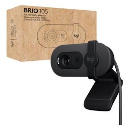 Logitech Brio 105 webcam professionale Full HD 1080p con correzione automatica illuminazione USB-A copriobiettivo configurazione facile compatibile con Windows macOS ChromeOS - Grafite