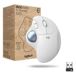 Logitech ERGO M575 for Business Trackball per Destrorsi Ottica 5 Pulsanti senza Fili Bluetooth Ricevitore USB Logitech Logi Bolt Off-White