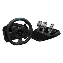 G923 Volante da Corsa e Pedali TRUEFORCE 1000 Hz di Ritorno di Forza, Design di Guida Reattivo, Launch Control, Doppia Frizione, Coprivolante in Vera Pelle, per PS5, PS4 e PC, Nero