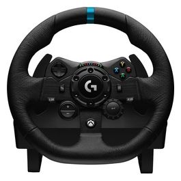 G923 Volante da Corsa e Pedali TRUEFORCE 1000 Hz di Ritorno di Forza, Design di Guida Reattivo, Launch Control, Doppia Frizione, Coprivolante in Vera Pelle, per PS5, PS4 e PC, Nero