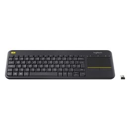 Logitech K400 Plus Tastiera Wireless Touch TV, Facili Controlli Multimediali e Touchpad Integrato, Tastiera HTPC per TV Collegata al PC, Windows, Android, Chrome OS, Laptop, Italiano QWERTY - Nero