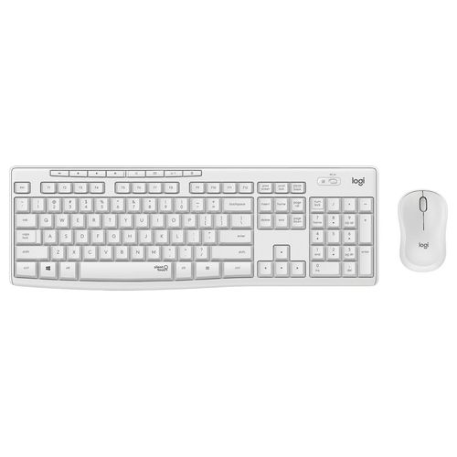 Logitech MK295 Silent Set Mouse e Tastiera senza Fili 2.4 GHz Pan-Nordico Bianco Spento