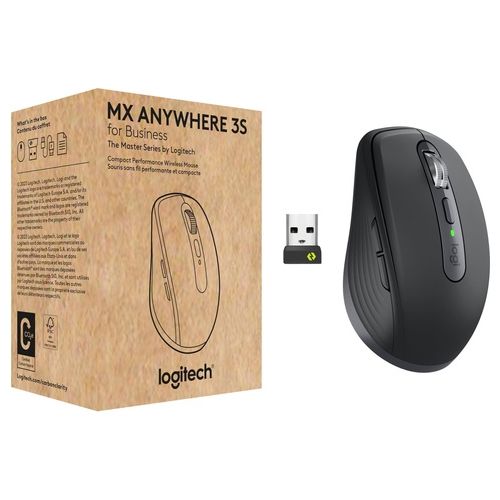 Logitech MX Anywhere 3S for Business Mouse Mano Destra RF senza Fili Bluetooth Laser 8000 DPI Graphite