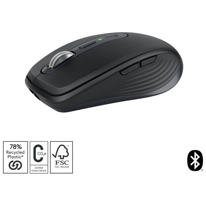 Logitech MX Anywhere 3S Mouse Mano Destra RF senza Fili  Bluetooth Laser 8000 DPI
