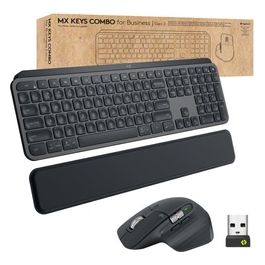 Logitech MX Keys Combo For Business Gen 2 Tastiera Mouse Incluso Ufficio Rf Senza Fili  Bluetooth Qwerty Inglese Britannico Grafite