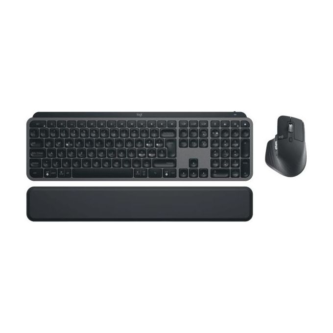 Logitech MX Keys S Combo - Tastiera e Mouse Wireless con Palm Rest, illuminazione personalizzabile, Scorrimento veloce, Bluetooth, USB C, Windows/Linux/Chrome/Mac, Disposizione Italiano QWERTY, Grigio