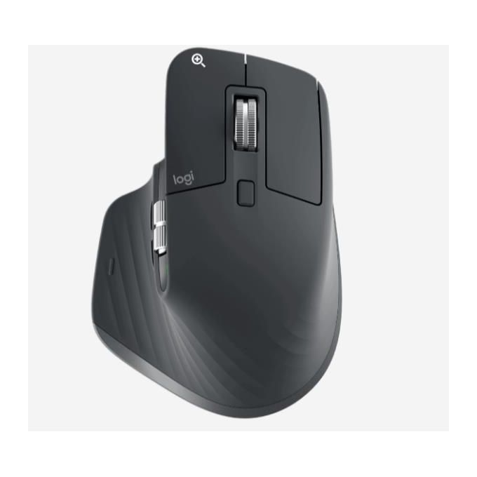 Logitech MX Master 3S-Mouse wireless ad alte prestazioni con scorrimento ultraveloce, ergonomico, 8K DPI, rilevamento del vetro, clic silenziosi, USB-C, Bluetooth, Windows, Linux, - Grigio scuro