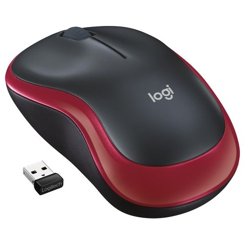 Logitech M185 Mouse Wireless, 2,4 GHz con Mini Ricevitore USB, Durata Batteria di 12 Mesi, Tracciamento Ottico 1000 DPI, Ambidestro, Compatibile con PC, Mac, Laptop - Rosso