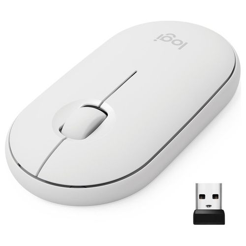 Logitech Pebble Mouse Wireless Bluetooth con Ricevitore USB - Colore Bianco