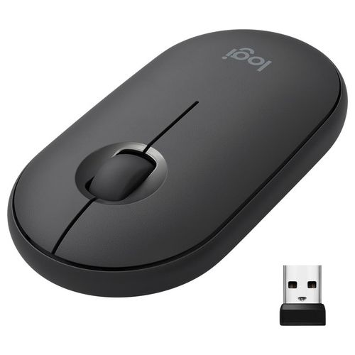 Logitech Pebble Mouse Wireless Bluetooth con Mini-ricevitore USB Mouse Pad - Mouse per computer Sottile e Silenzioso per Laptop/Notebook/PC/ Mac - Nero