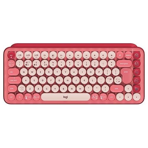 920-010727 POP Keys Tastiera Meccanica Wireless Bluetooth QWERTY Italiano Multi-dispositivo 3 canali colore Borgogna Rosa