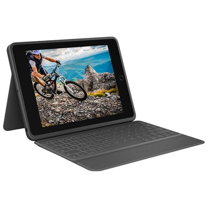 Image of Logitech Rugged Folio Custodia con Tastiera Protettiva per iPad 7a Generazione con Smart Connector e Tastiera Resistente agli Schizzi Graphite