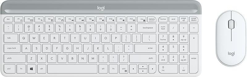 Logitech Slim Wireless Keyboard and Mouse Combo MK470 Tastiera USB QWERTY Inglese Bianco