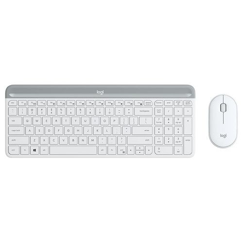 Logitech Slim Wireless Keyboard and Mouse Combo MK470 Tastiera USB QWERTY Inglese Bianco