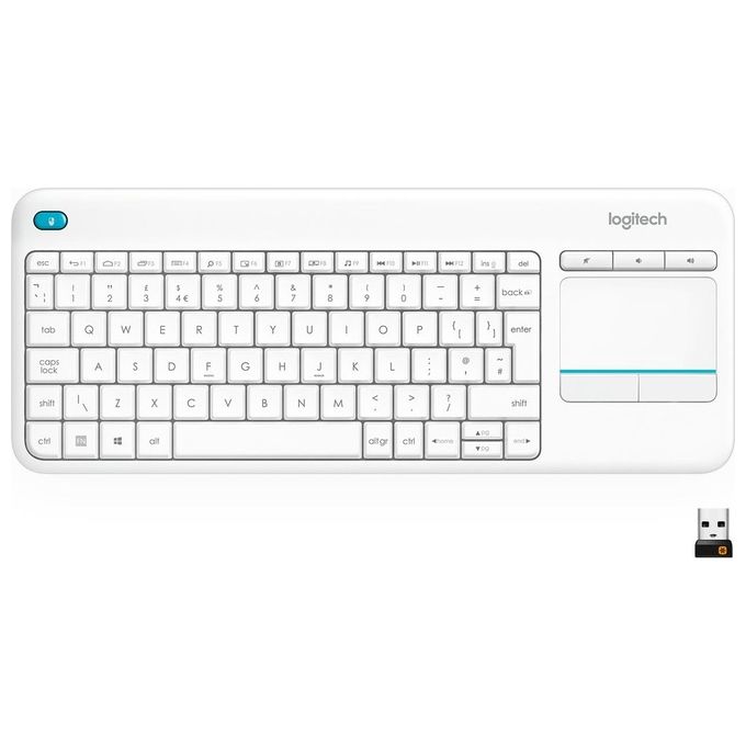 Logitech Wireless Touch Keyboard K400 Plus Tastiera RF Wireless QWERTY Inglese Bianco