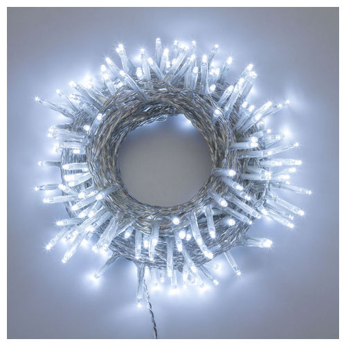 Lotti 0452191BBIRES Catena Luminosa Natale 180 MiniLED 13m Cavo Trasparente Timer Memory Controller IP44 colore Bianco Freddo