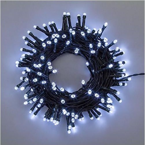 Luci di Natale Catena Lineare 160 Led Bianco 11,5mt Con 8 giochi Luce