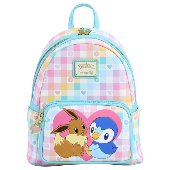 Loungefly, Mini Zaino Piplup e Eevee Amici Pokemon, Pelle Vegana, 23 x 11 x 27 cm