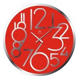 14892R Orologio da Parete Rosso 38cm Cassa in Vetro Serigrafato Numeri a Specchio