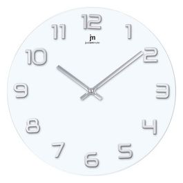 Orologio da Parete Bianco/Silver in Vetro Tondo 38cm