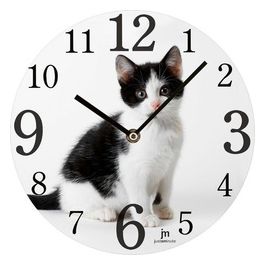 Orologio da Parete Cat in Vetro Tondo 33,5cm Serigrafato