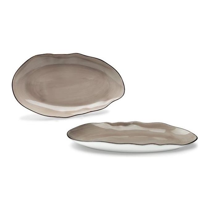 Lubiana Vassoio Ovale 38x20cm Brush Tortora