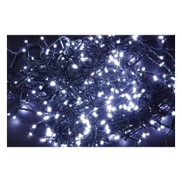 Luci di Natale con 200 Led Bianco Freddo 8Mt Cavo Scuro 3Mt e Trasformatore per Interno e Esterno con giochi luce