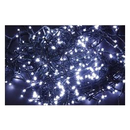 Luci di Natale con 200 Led Bianco Freddo 8Mt Cavo Scuro 3Mt e Trasformatore per Interno e Esterno con giochi luce