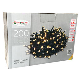 Luci di Natale con 200 Led Bianco Caldo 8Mt Cavo Scuro 3Mt e Trasformatore per Interno e Esterno con giochi luce