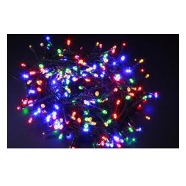 Luci di Natale con 200 Led Multicolor 8Mt Cavo Scuro 3Mt e Trasformatore per Interno e Esterno con giochi luce