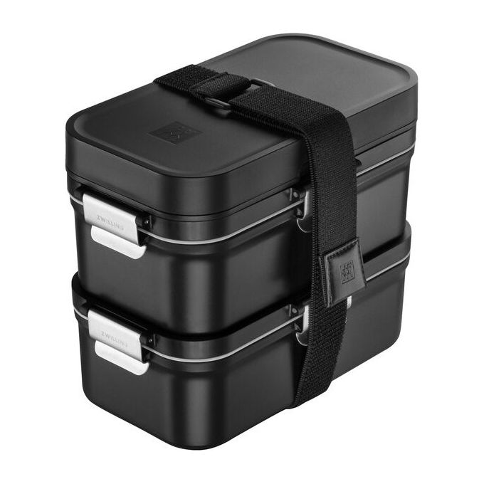 Zwilling 1030913 Fresh and Save Lunch Box sottovacuum con tecnologia di vuoto lavabile in lavastoviglie include posate e contenitori per salse colore Nero
