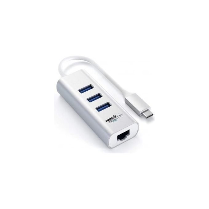 Machpower Adattatore Usb-C a Lan 1000mbps con Hub 3 Usb 3.0 Cavo 20cm