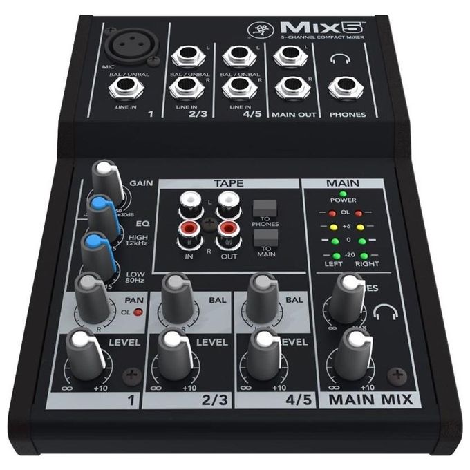 Mackie MIX5 Mix Mixer Analogico Compatto 5 Canali EQ 2 Bande Phanto...