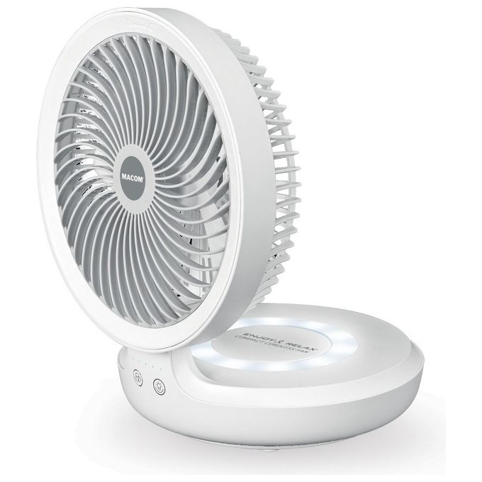 Macom Enjoy and Relax 990 Compact Cordless Fan Ventilatore da Tavolo Ricaricabile Usb Bianco