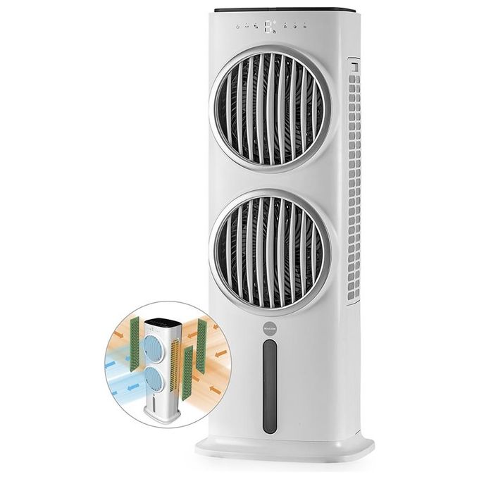 Macom Enjoy and Relax 988 Potente Raffrescatore Evaporativo con Doppia Ventola Bianco per Ambienti Freschi e Confortevoli