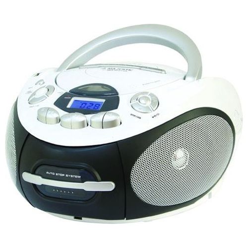 Majestic AH 2387R MP3 USB Boom Box Portatile con Lettore CD/Mp3 Ingresso Usb Registratore Cassetta Presa Cuffie Bianco