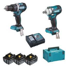 Makita DHP484Z + DTW300Z BL 18V LXT 5Ah Set Avvitatori e accessori