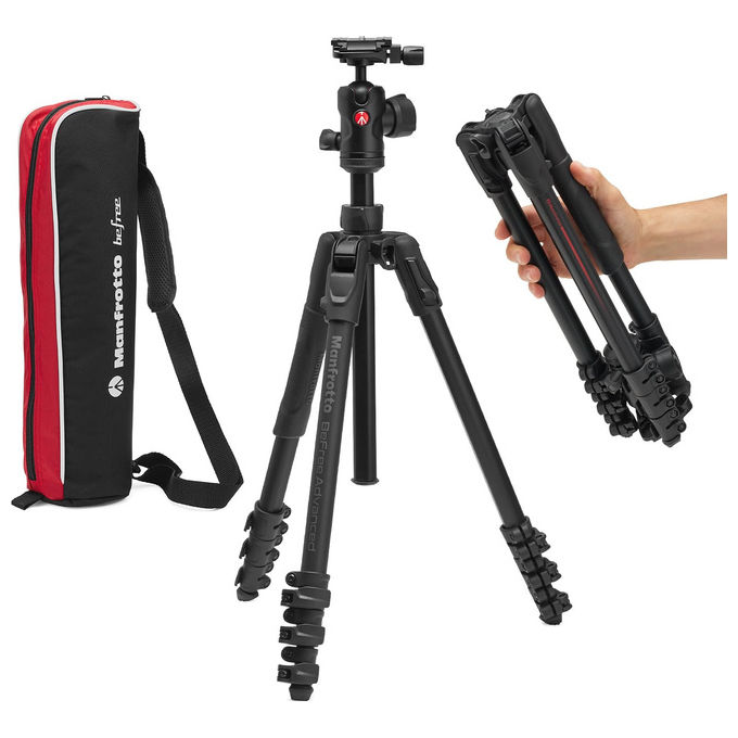 Manfrotto Befree Advanced AS Treppiede Con Chiusura a Leva Compatibile Arca-Swiss Kit Alluminio per Fotocamere DSLR