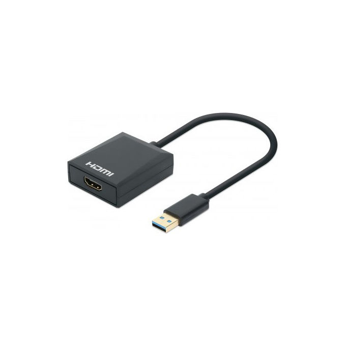 Manhattan, Replicatore di Porte USB 3.2 Gen 1, Adattatore Video, Nero