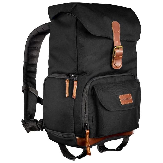 Mantona 21502 Luis junior Zaino per fotocamera con scomparto tablet fino a 14 pollici e protezione antipioggia colore Nero Marrone