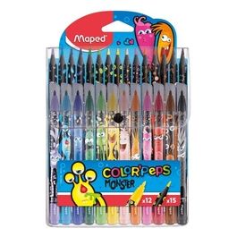 Color Peps Monster Confezione 27 Pezzi 12 Pennarelli e 15 Pastelli