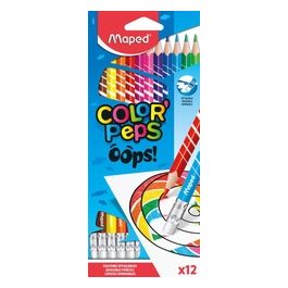 Confezione 12 Pastelli Cancellabili ColorPeps